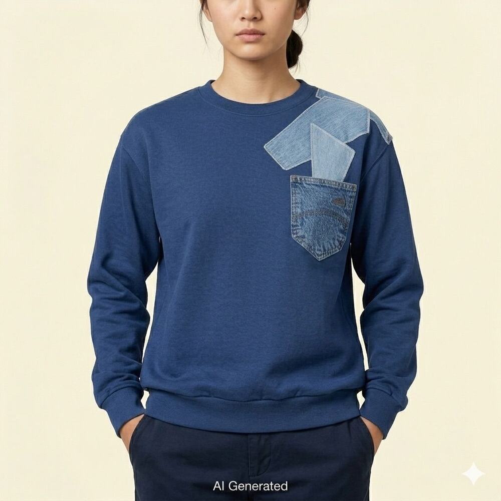 V 207-Vintage Chic Jeans Sweatshirt (Handmade) / PTP 24